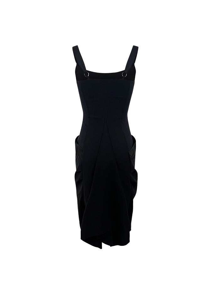 Black Adjustable Strap Sheath Dress