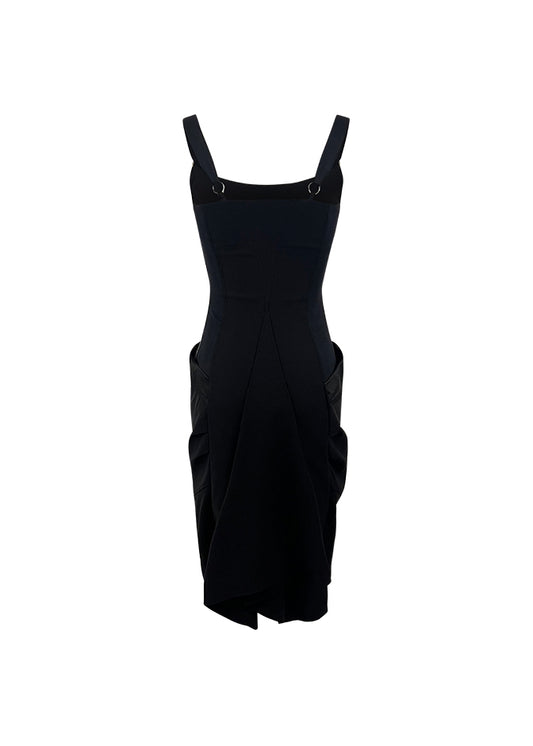 Black Adjustable Strap Sheath Dress