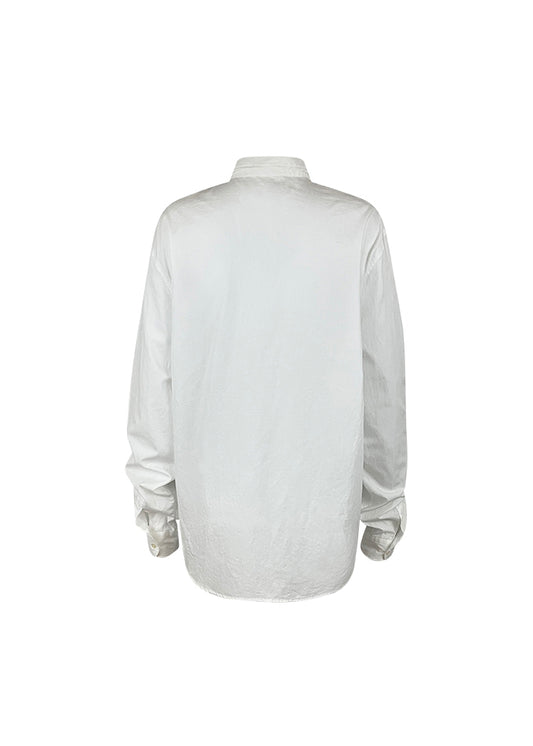 White Cotton Button Down with Tulip Applique