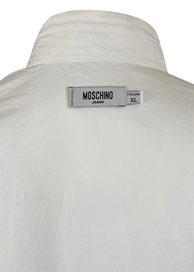 White Cotton Button Down with Tulip Applique