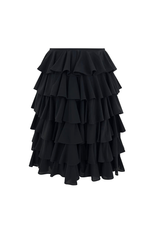 Black Tiered Ruffle OMO Skirt