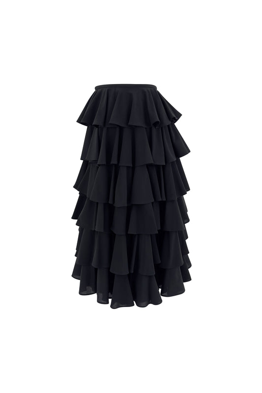 Black Tiered Ruffle OMO Skirt