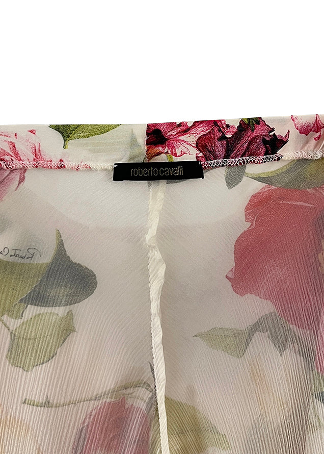 White Silk Floral Halter Top & Skirt Set
