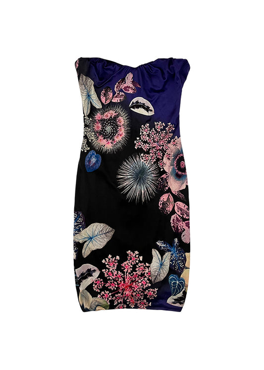 Corseted Sea Life Print Midi Dress