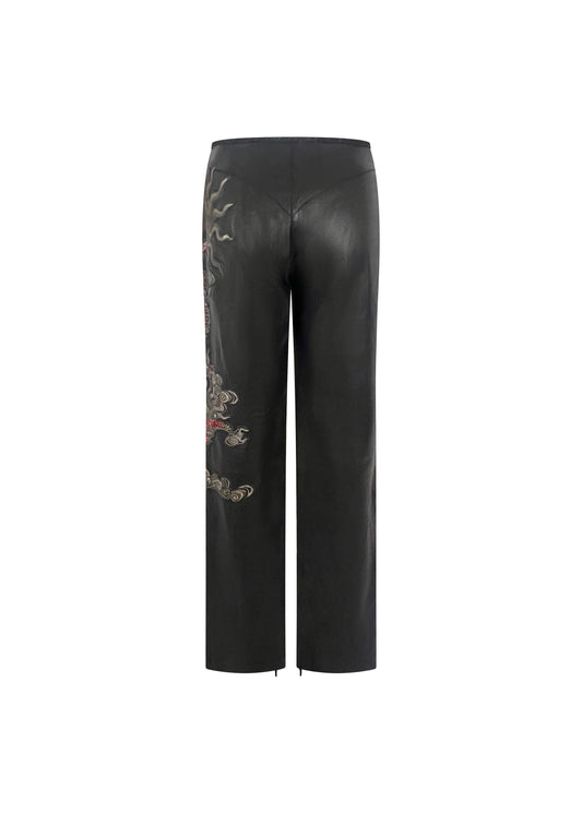 Leather Dragon Laser Cut Pants