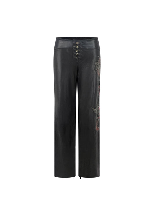 Leather Dragon Laser Cut Pants