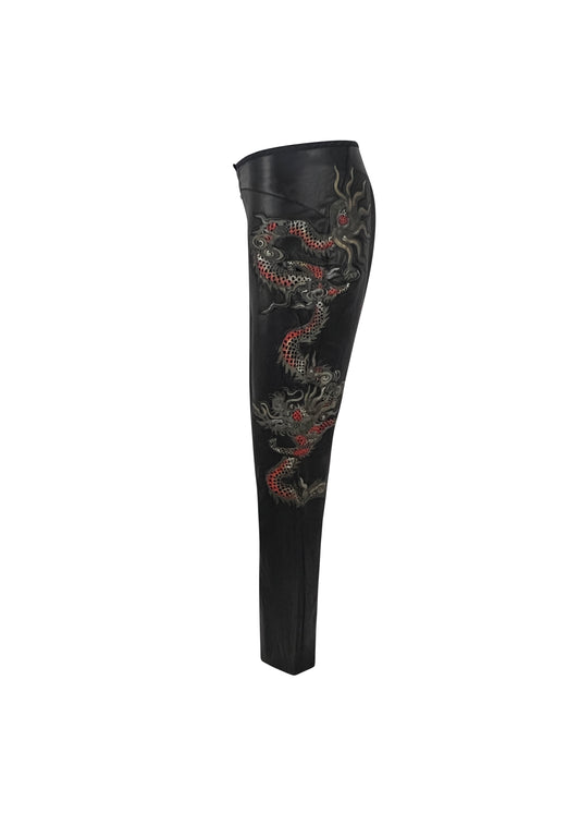 Leather Dragon Laser Cut Pants