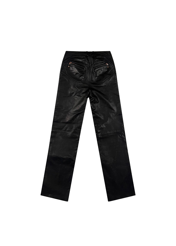 Black Leather Lace Up Pants