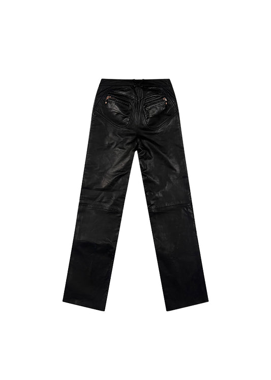 Black Leather Lace Up Pants