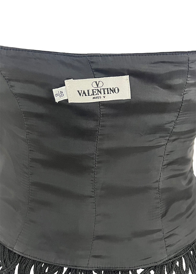 Black Linen Passementerie Trim Bustier