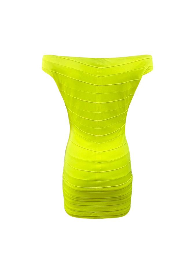 Neon Yellow Off Shoulder Dress