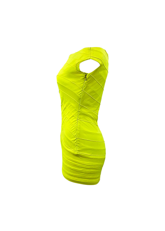 Neon Yellow Off Shoulder Dress