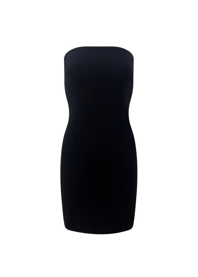 Black Stretch Wool Cutout Back Dress