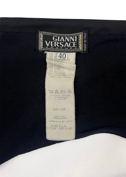 Black Stretch Wool Cutout Back Dress