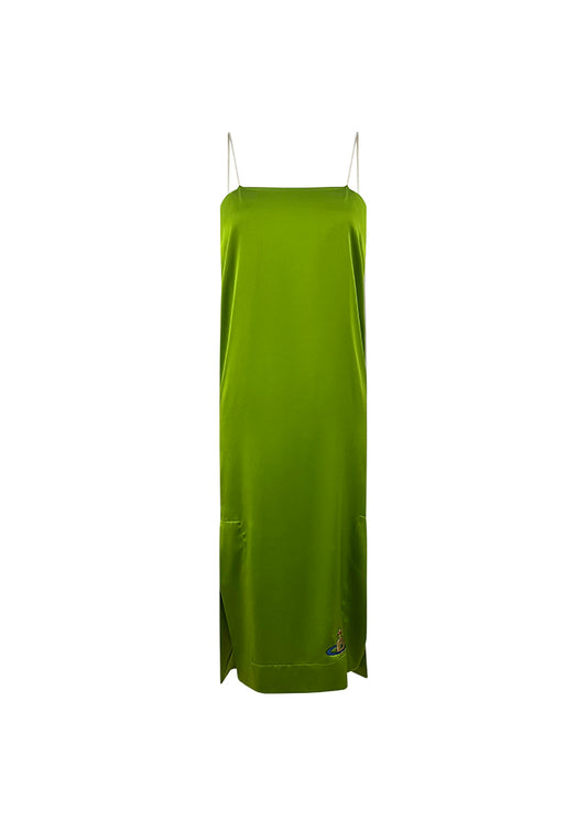 Lime Green Silk Double Slit Column Dress