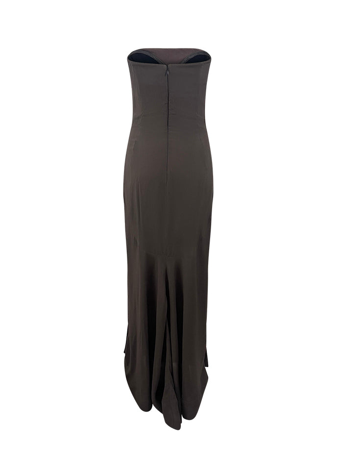 Taupe Crêpe Silk Gown