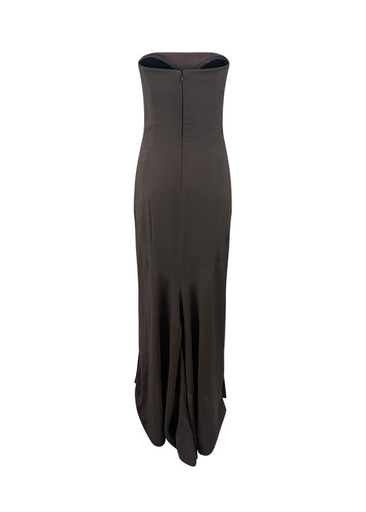 Taupe Crêpe Silk Gown