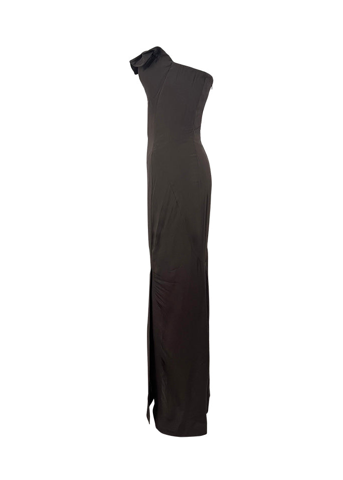 Taupe Crêpe Silk Gown