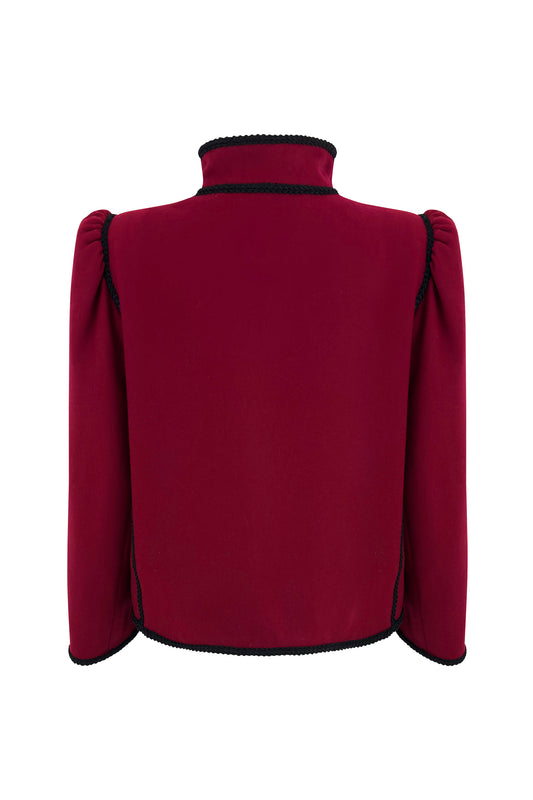 Red Wool Runway Braided Passementerie Toggle Jacket