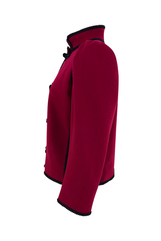 Red Wool Runway Braided Passementerie Toggle Jacket