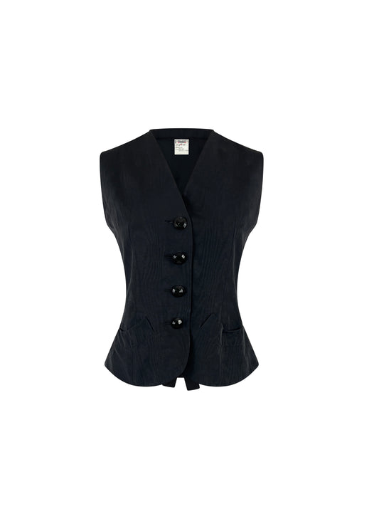 Black Moire Silk Vest