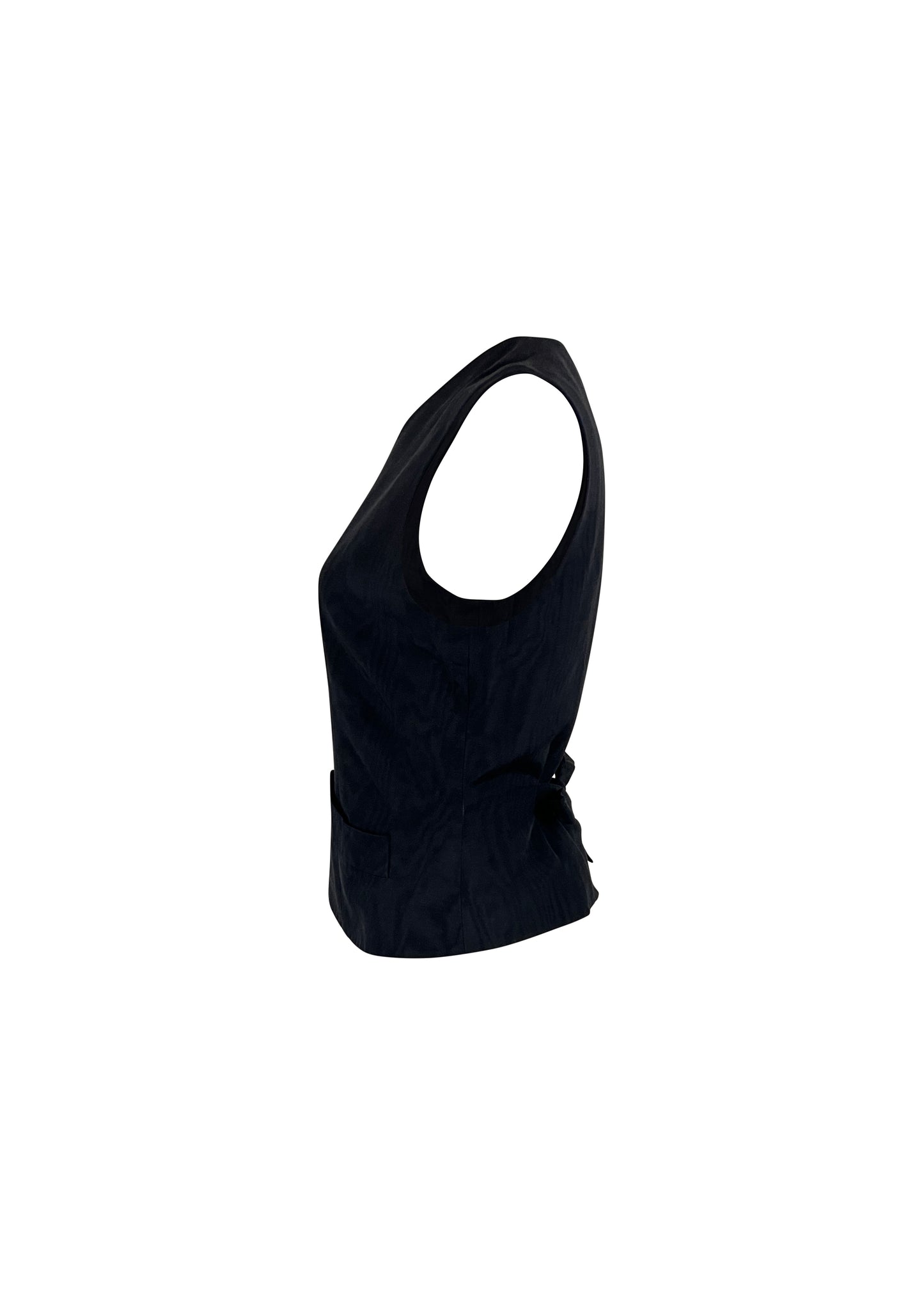 Black Moire Silk Vest