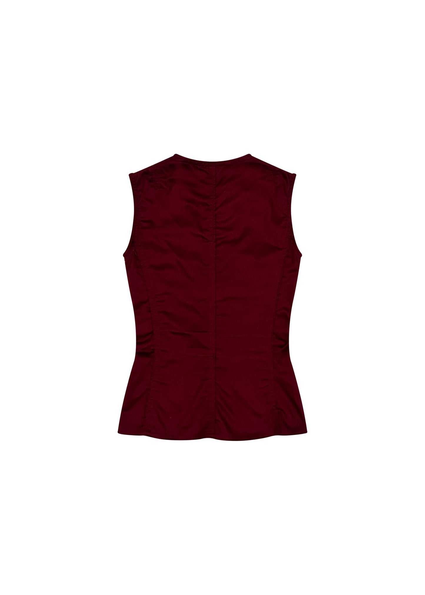 Red Ruched Sleeveless Top