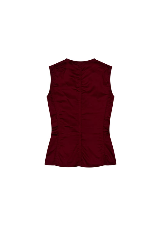 Red Ruched Sleeveless Top
