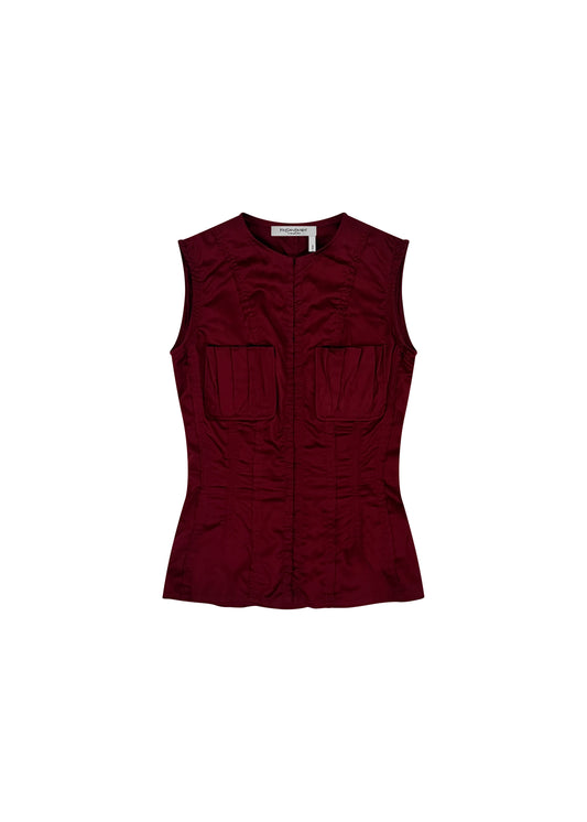 Red Ruched Sleeveless Top