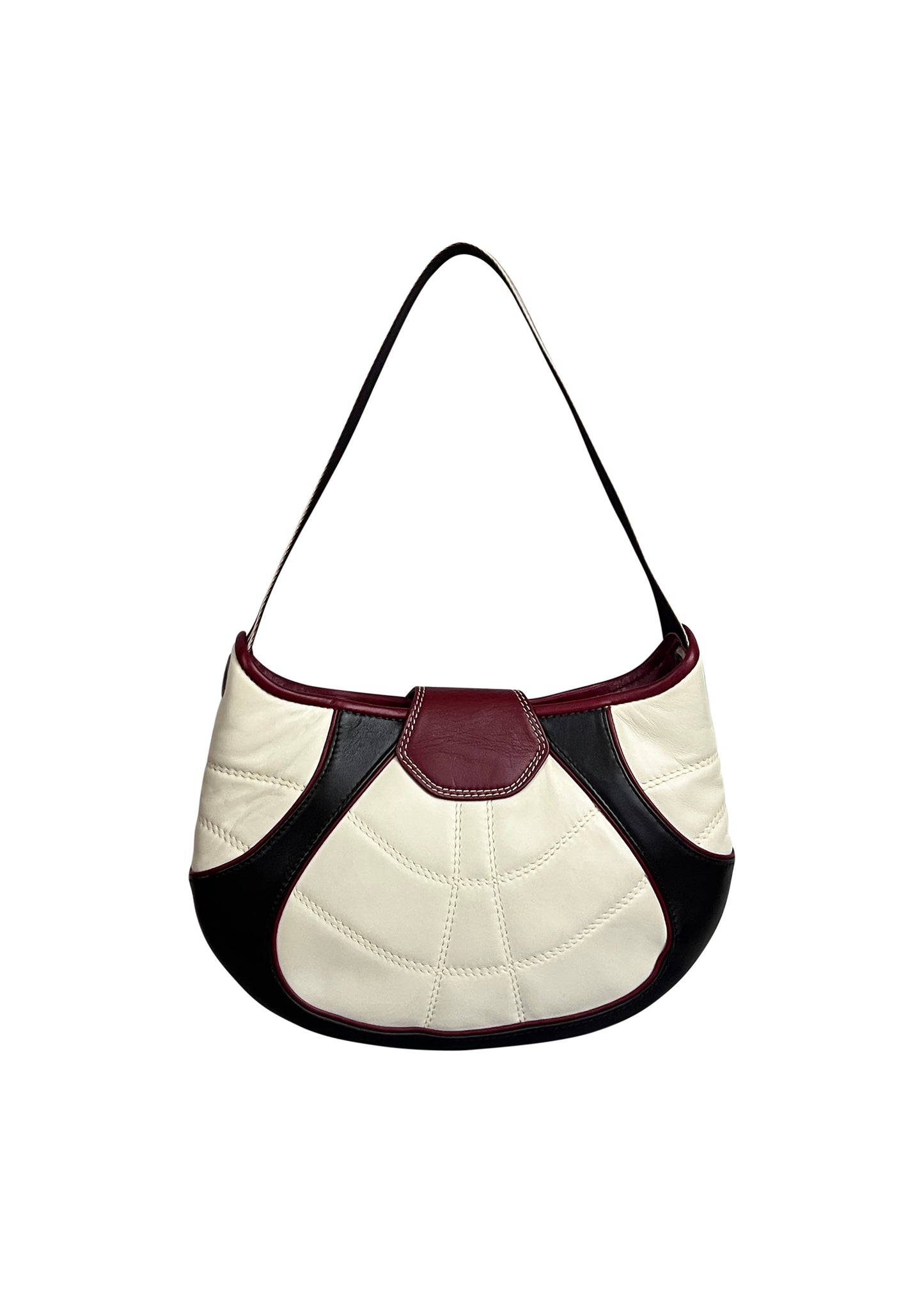 White Leather World Cup Lace Up Bag