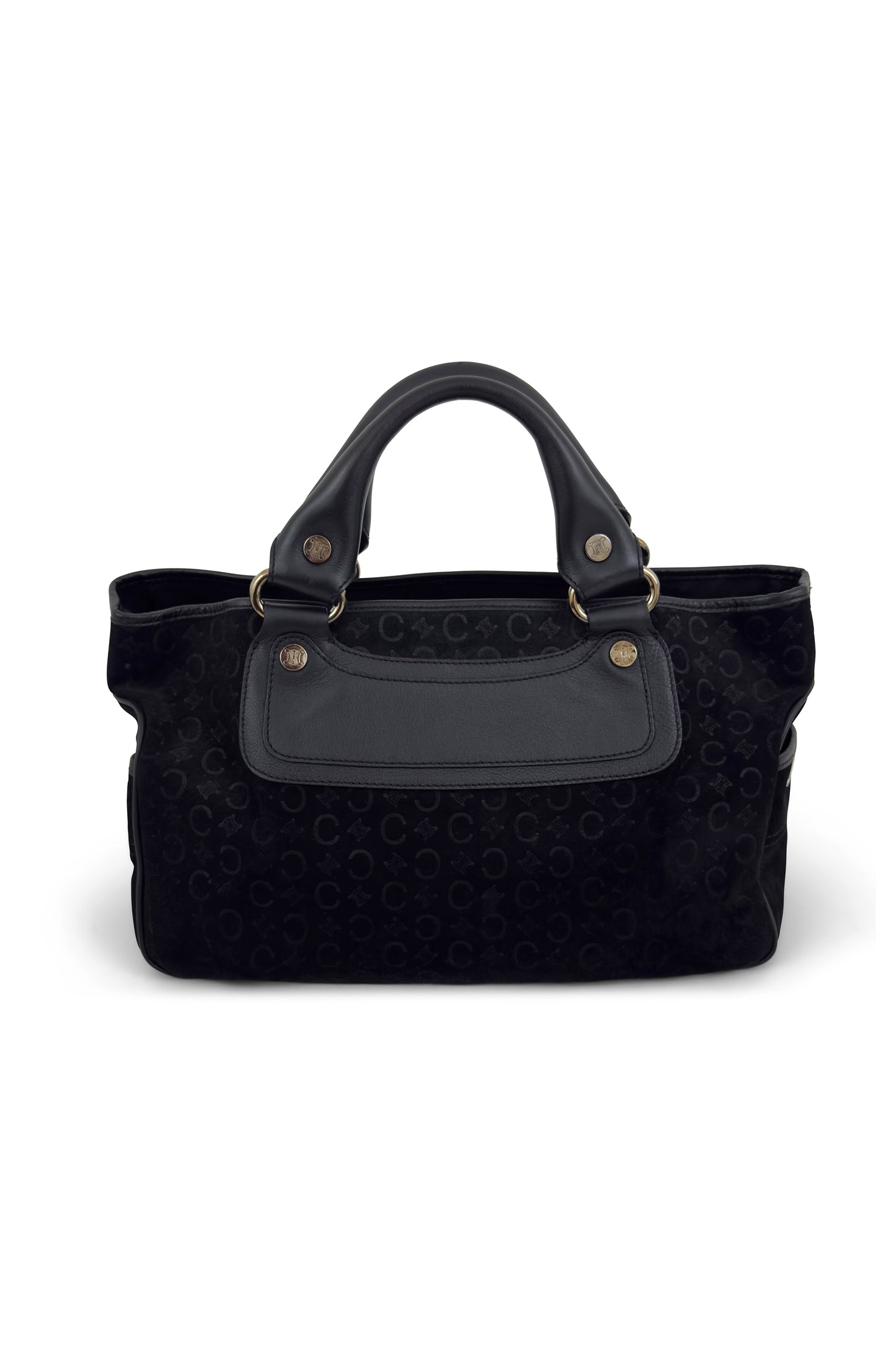 Celine black suede Boogie Bag with leather trim and top handles, Michael Kors era, early 2000s.