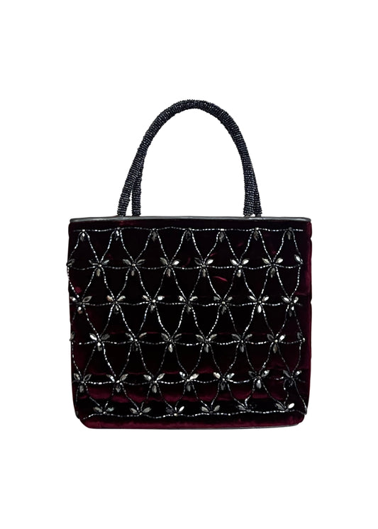 Red Velvet Beaded Mini Tote