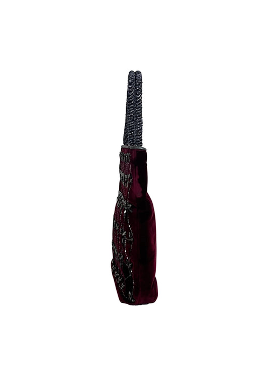 Red Velvet Beaded Mini Tote