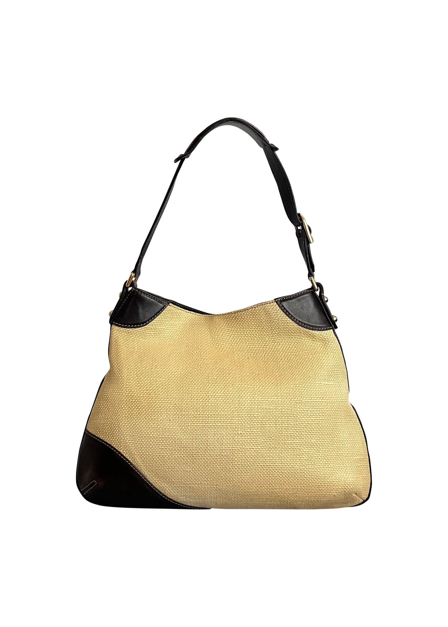 Beige Canvas Horsebit Hobo