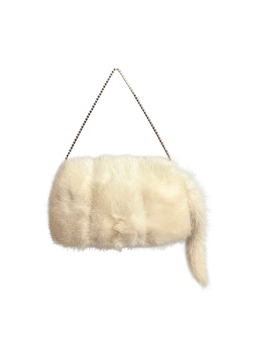 White Mink Pearl Dragon Evening Bag