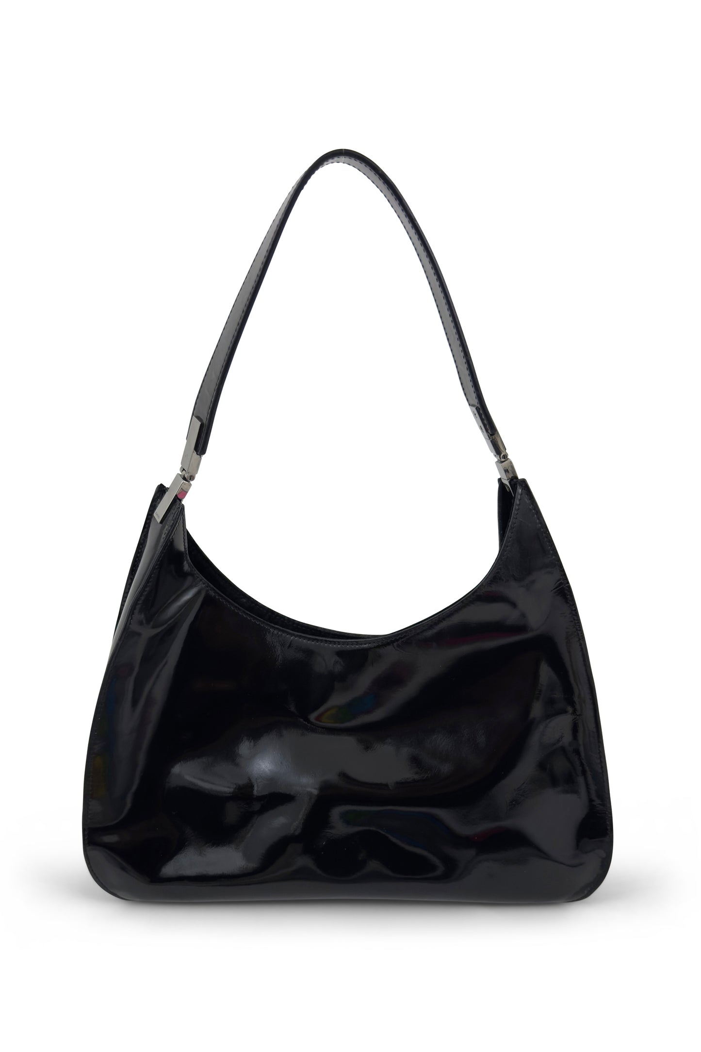 Gucci black patent leather slouch shoulder bag from the 1990s.