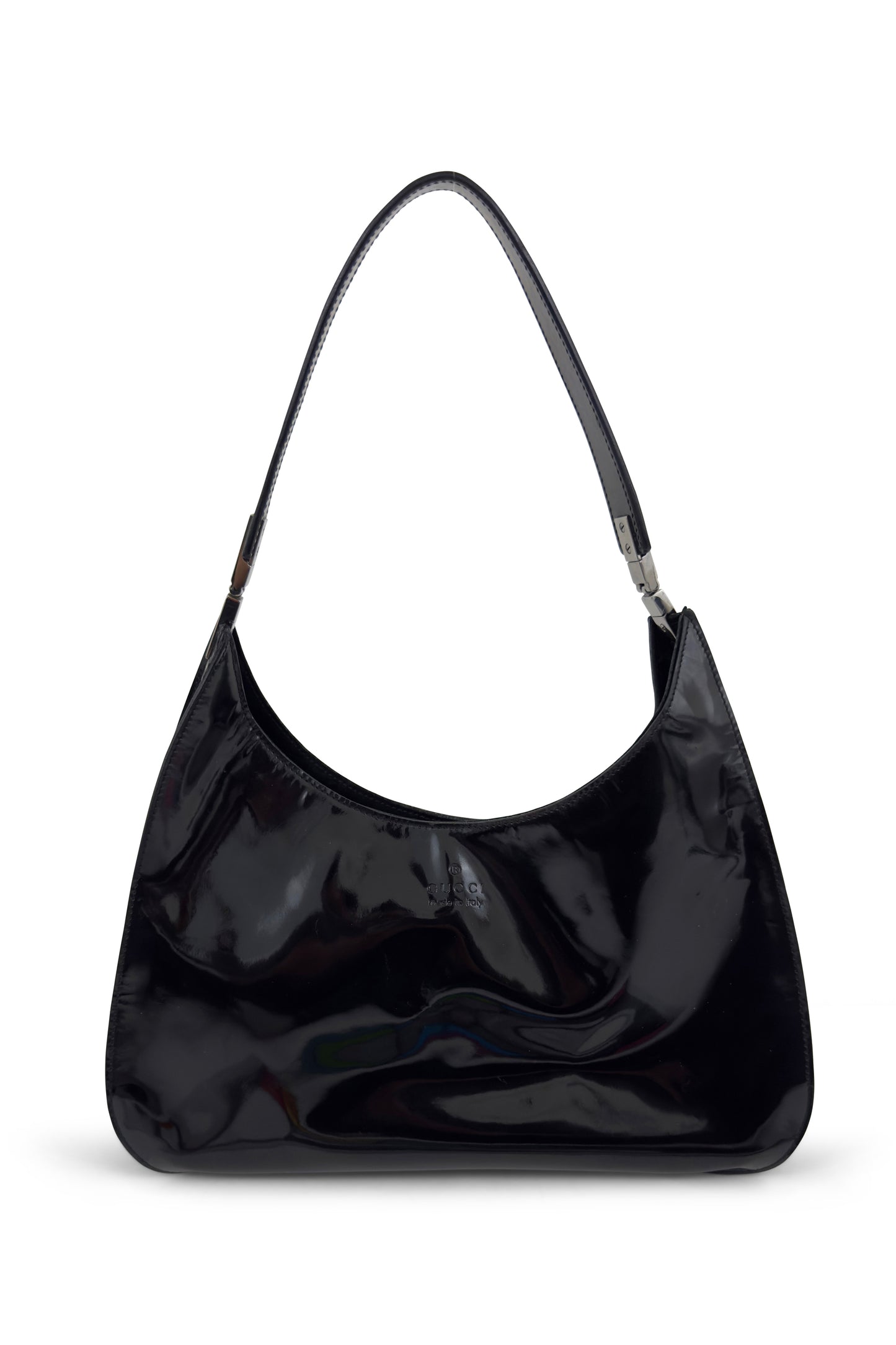 Black Patent Leather Slouch Shoulder Bag