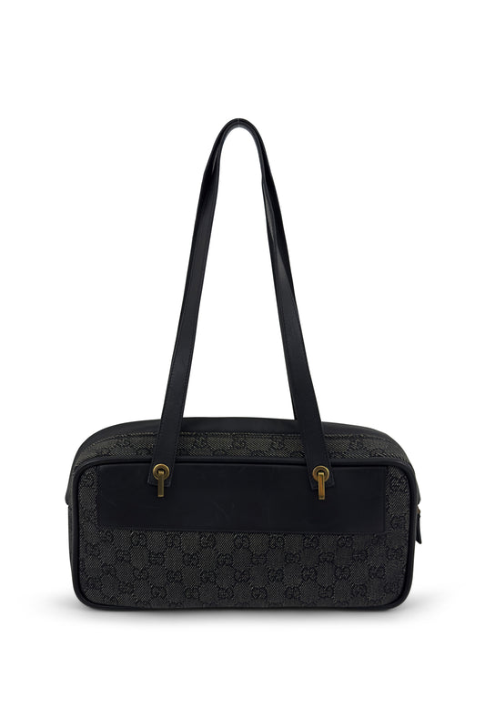 Black Canvas & Leather GG Shoulder Bag