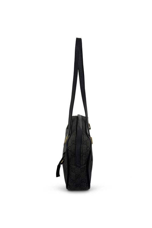 Black Canvas & Leather GG Shoulder Bag