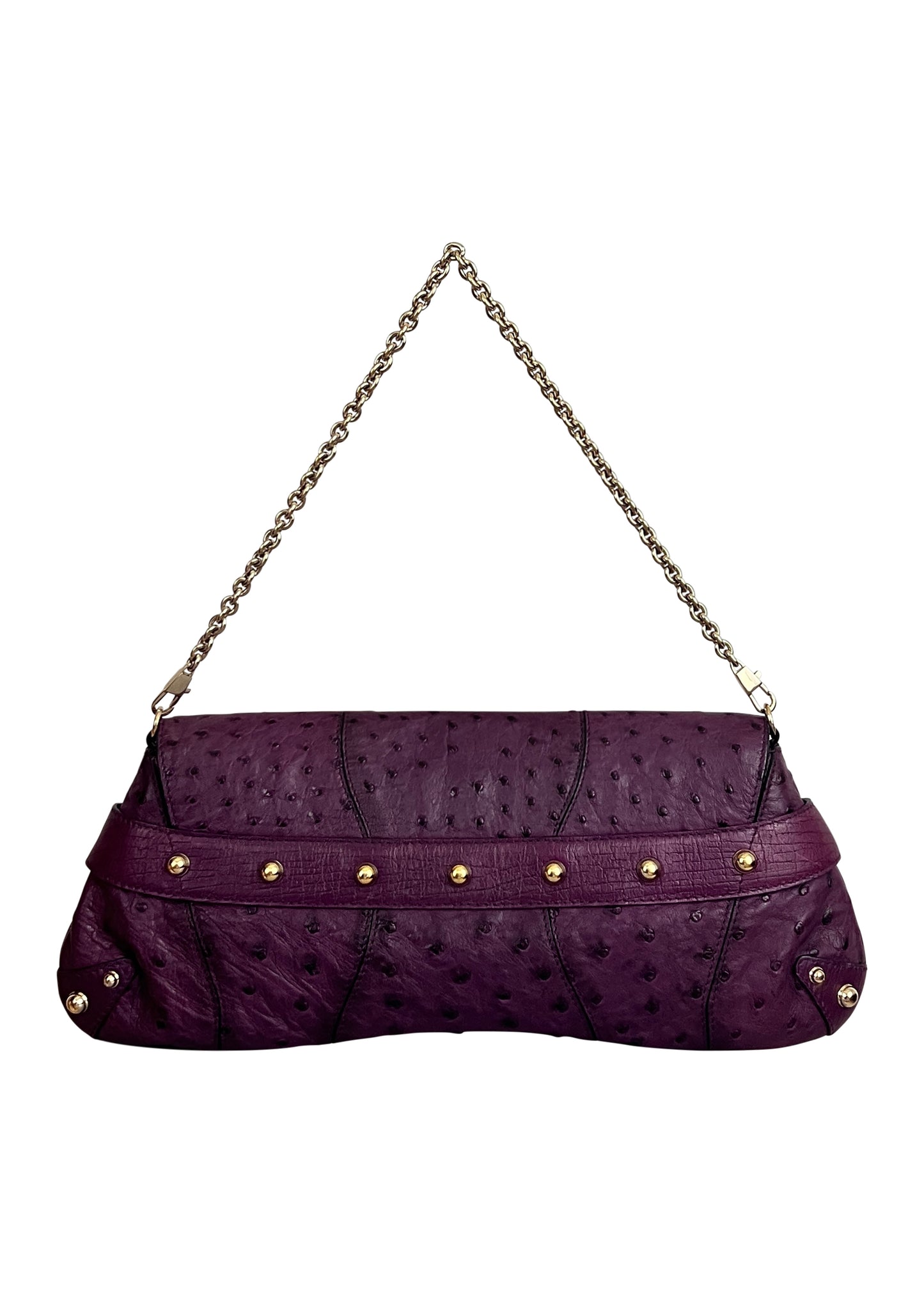 Purple Ostrich Horsebit Bag XL