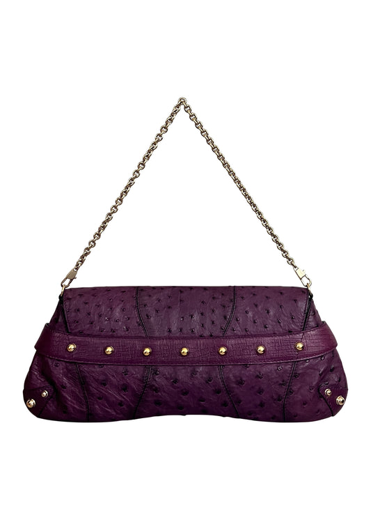 Purple Ostrich Horsebit Bag XL