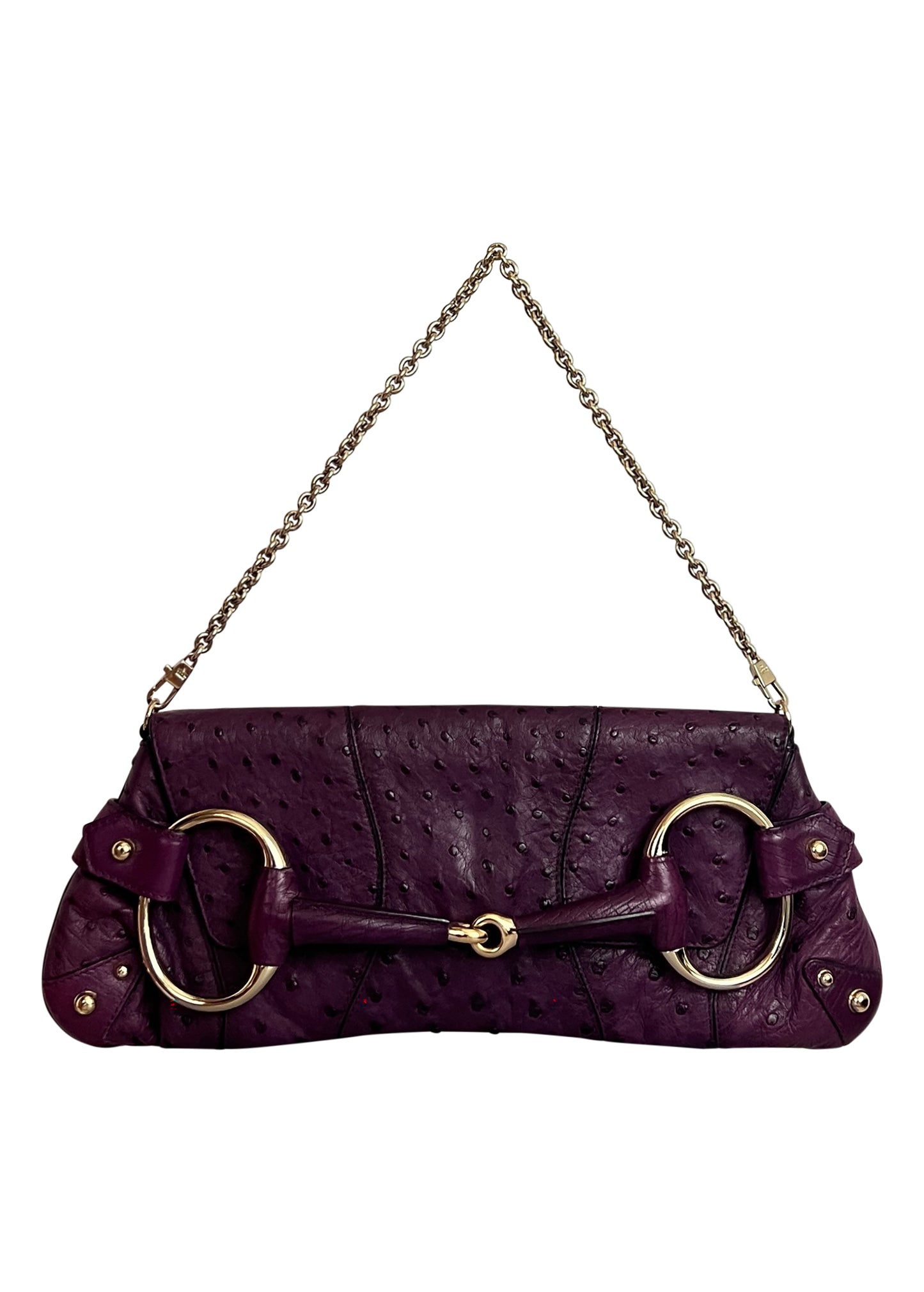 Purple Ostrich Horsebit Bag XL