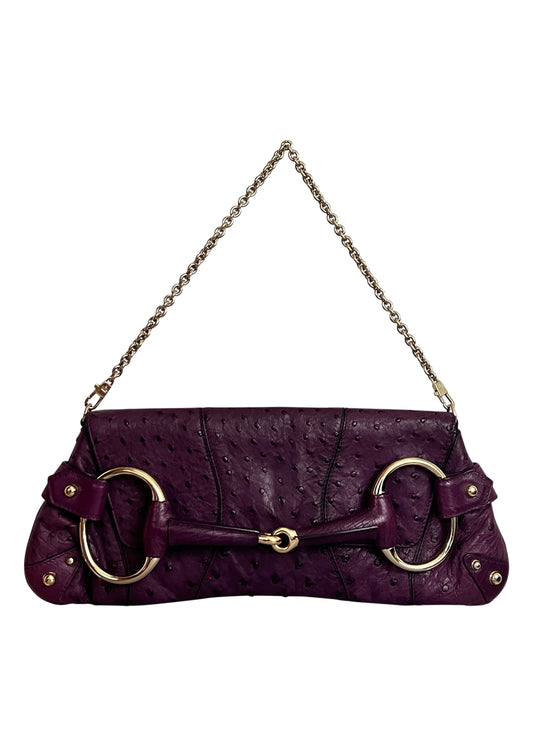 Purple Ostrich Horsebit Bag XL