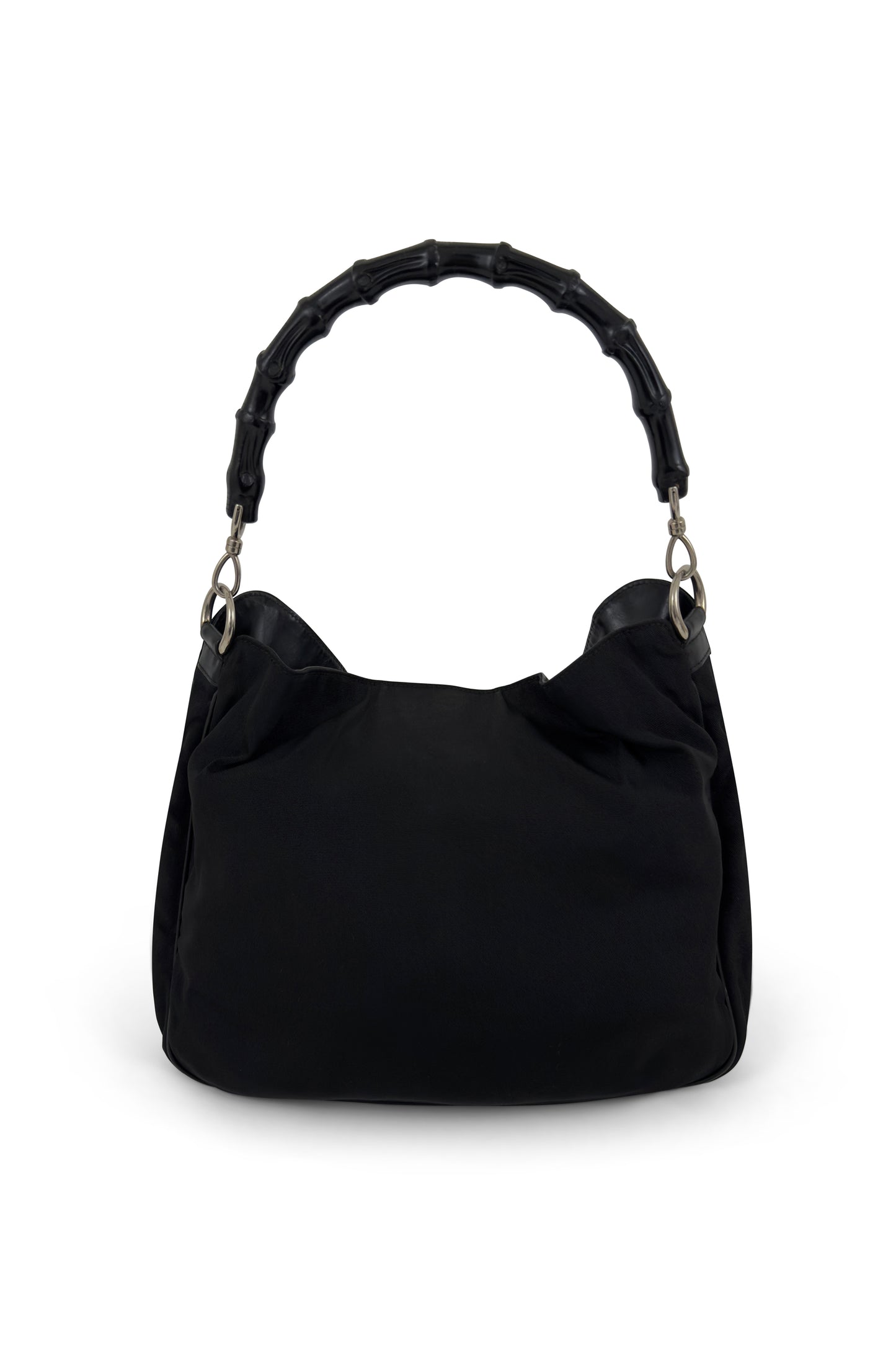 Black Nylon Bamboo Handle Hobo