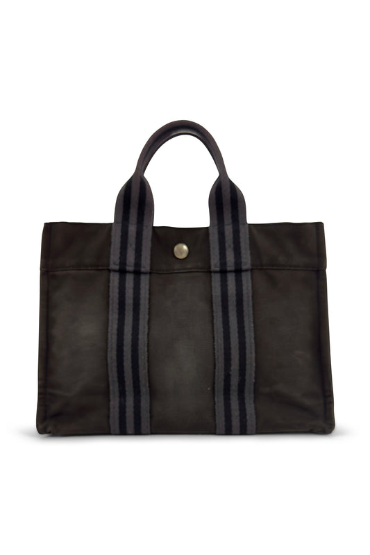Hermès gray distressed canvas Fourre-Tout MM tote from the 1990s.
