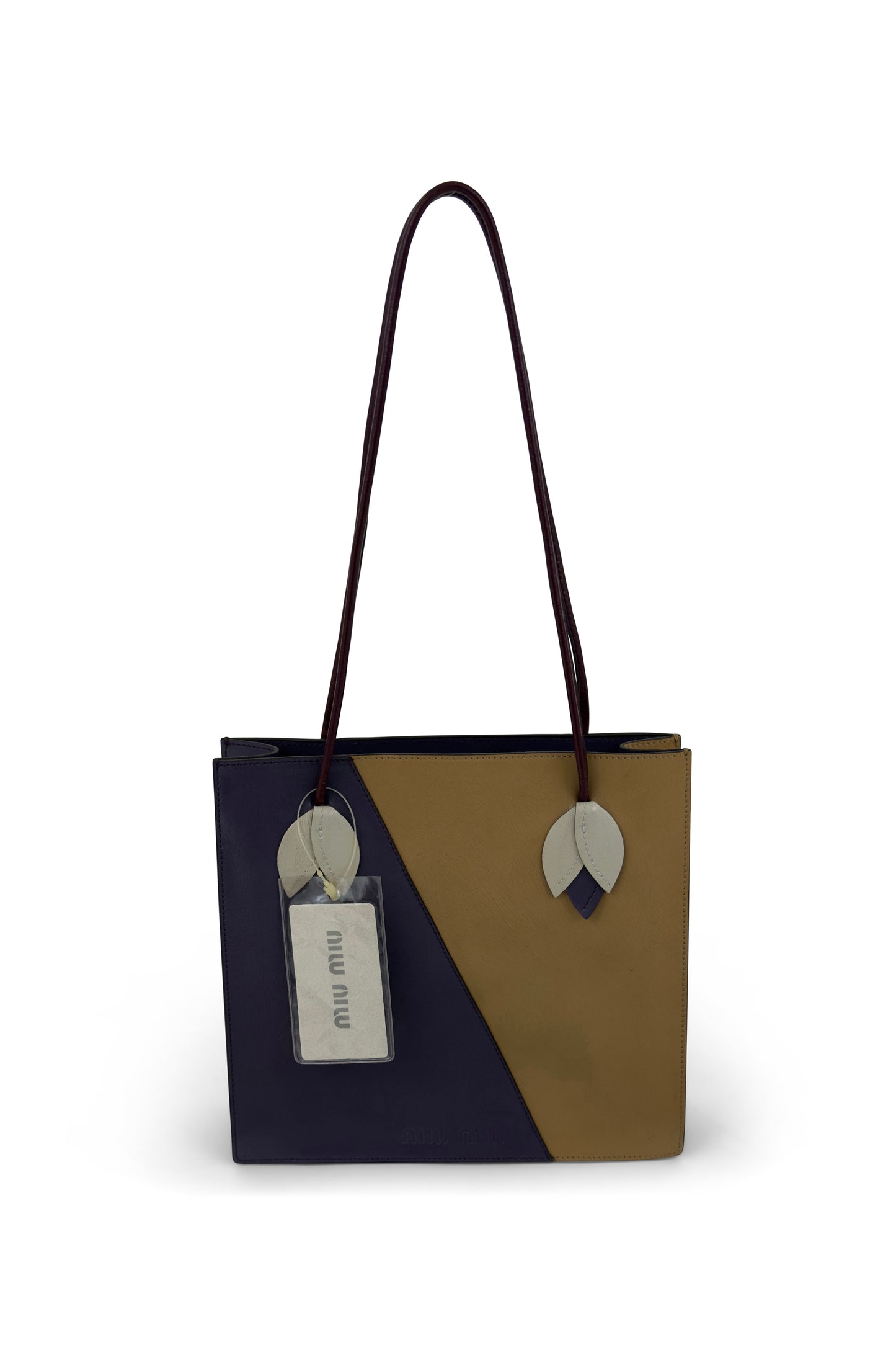 Purple & Tan Leather Flower Mini Tote