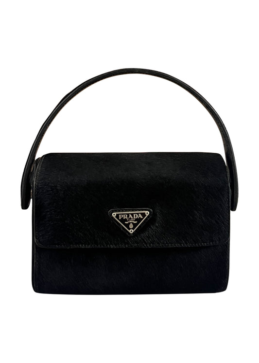 Black Pony Hair Box Mini Bag