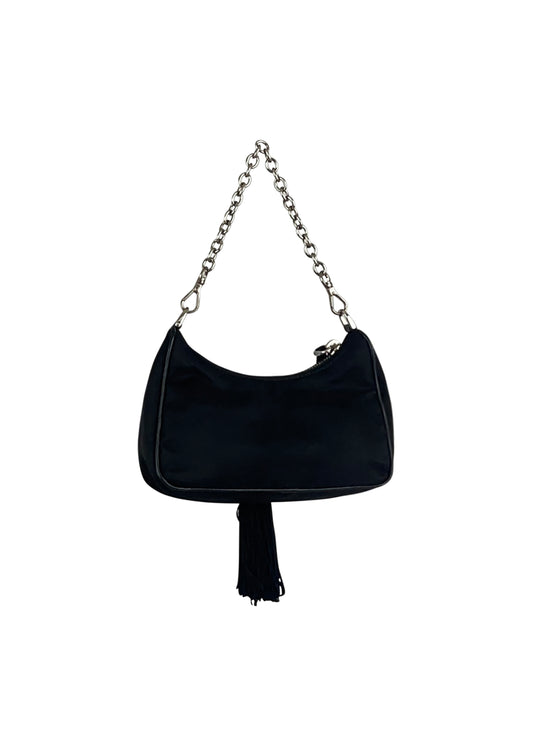 Black Nylon Passemaneria Trim Mini Hobo