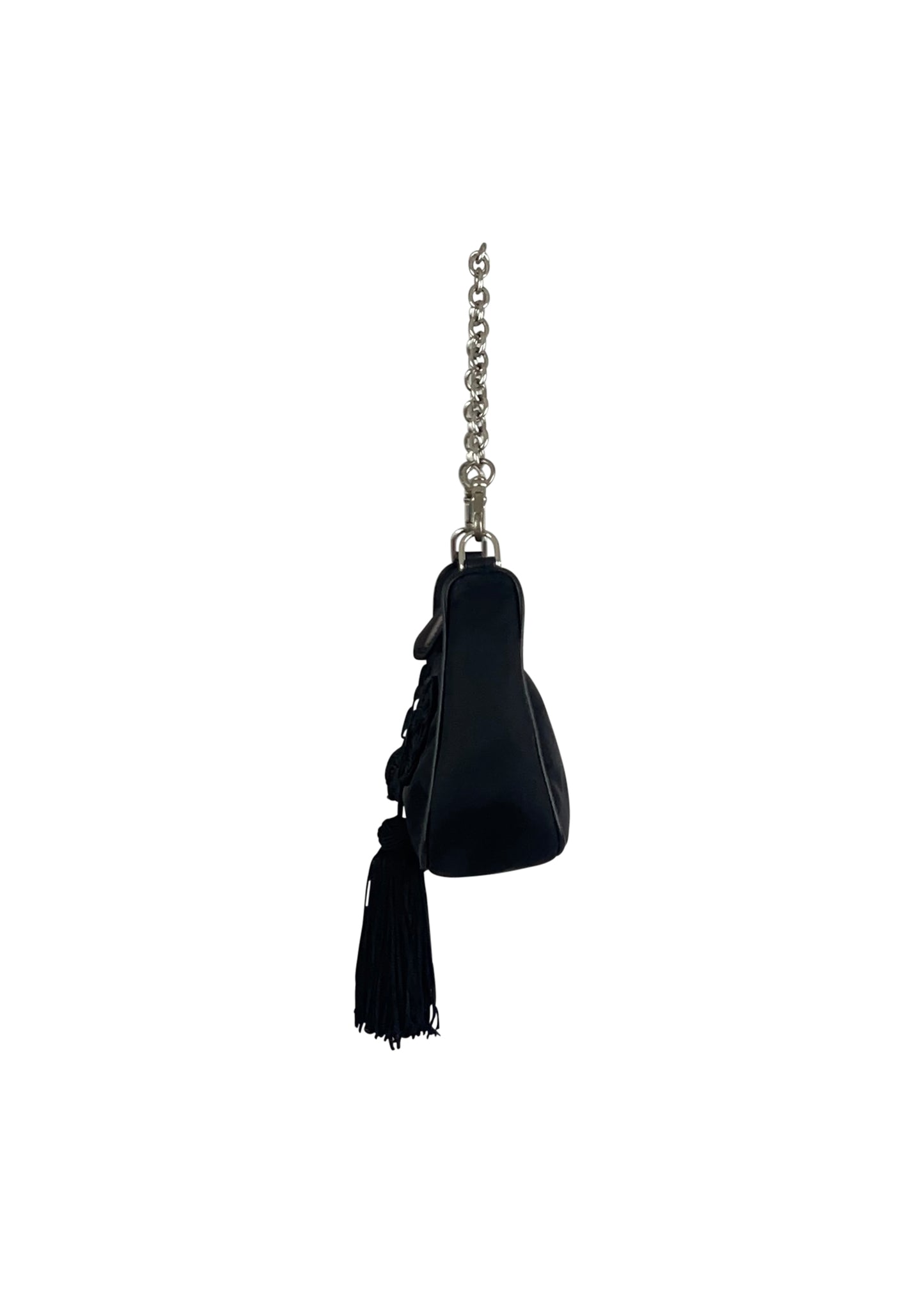 Black Nylon Passemaneria Trim Mini Hobo