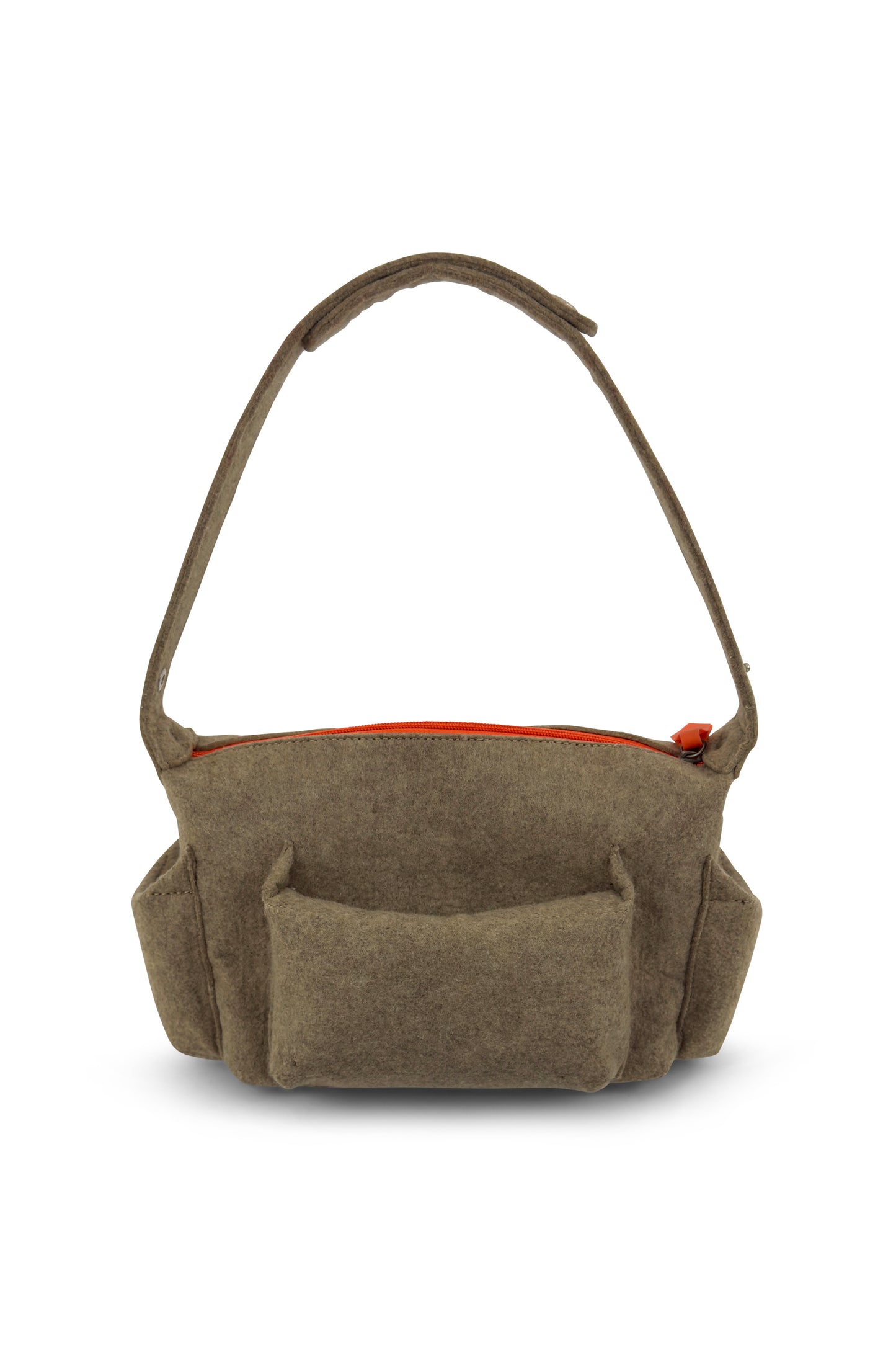 Beige Felt Orb Logo Shoulder Bag